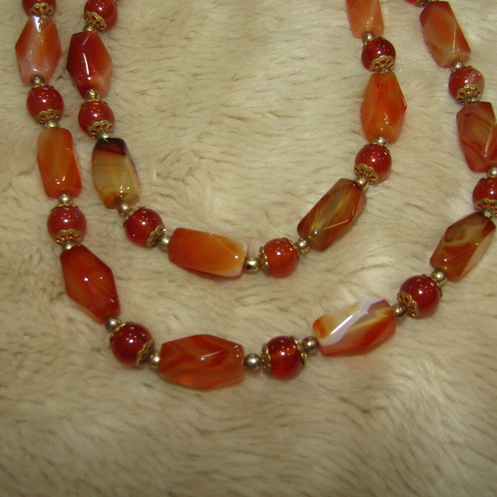 Vintage Carnelian Beaded Necklace